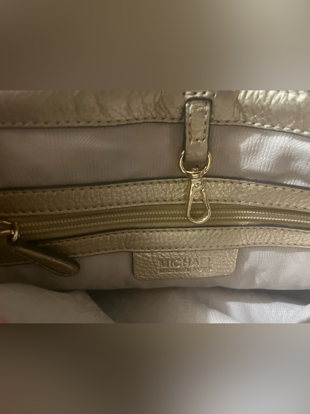 Michael Kors Gold Woven Tote with Chain-Link Straps - Picture 5 of 10